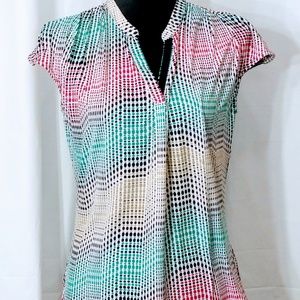 ⬇️ Worthington Cap Sleeved Top Medium Shirt Dots